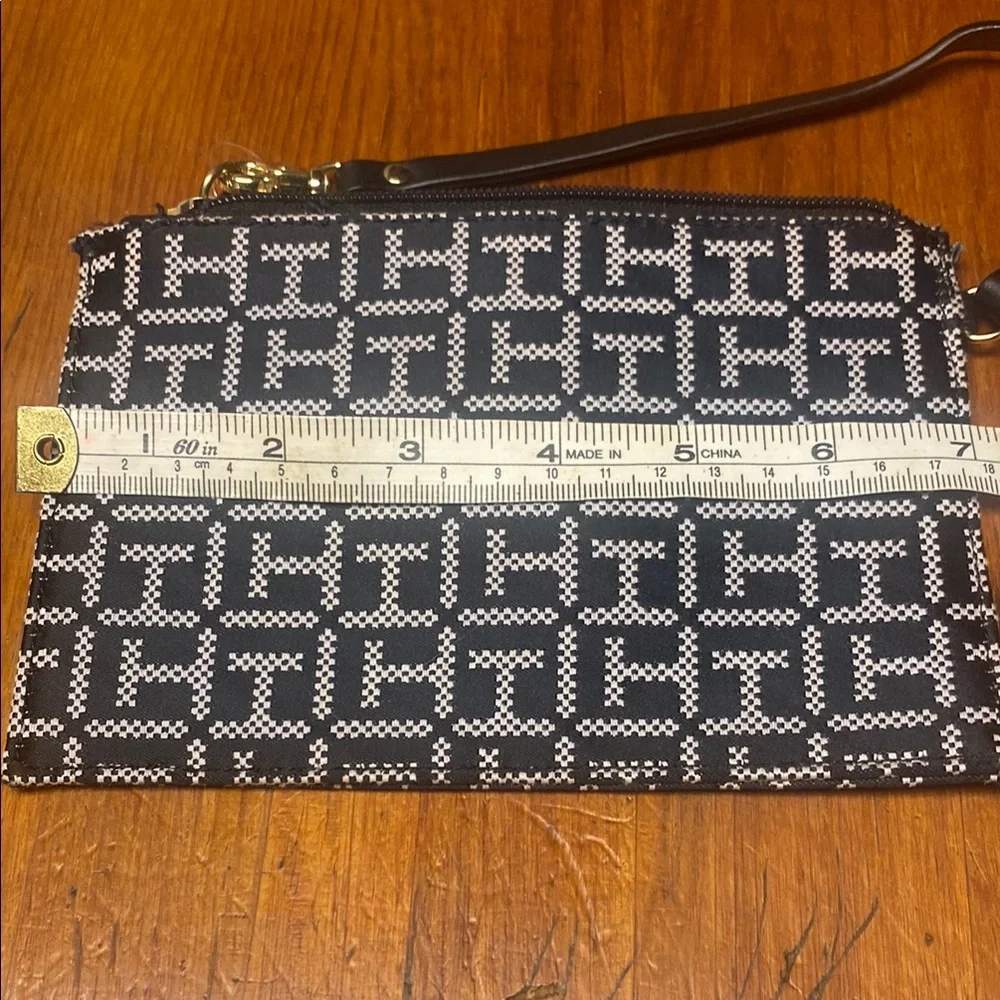 Tommy Hilfiger Black and White Patterned Wristlet